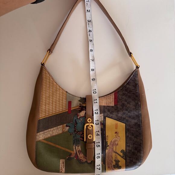 Icon Los Angeles Vintage Leather Geisha Painted Shoulder Bag Purse - Picture 9 of 11